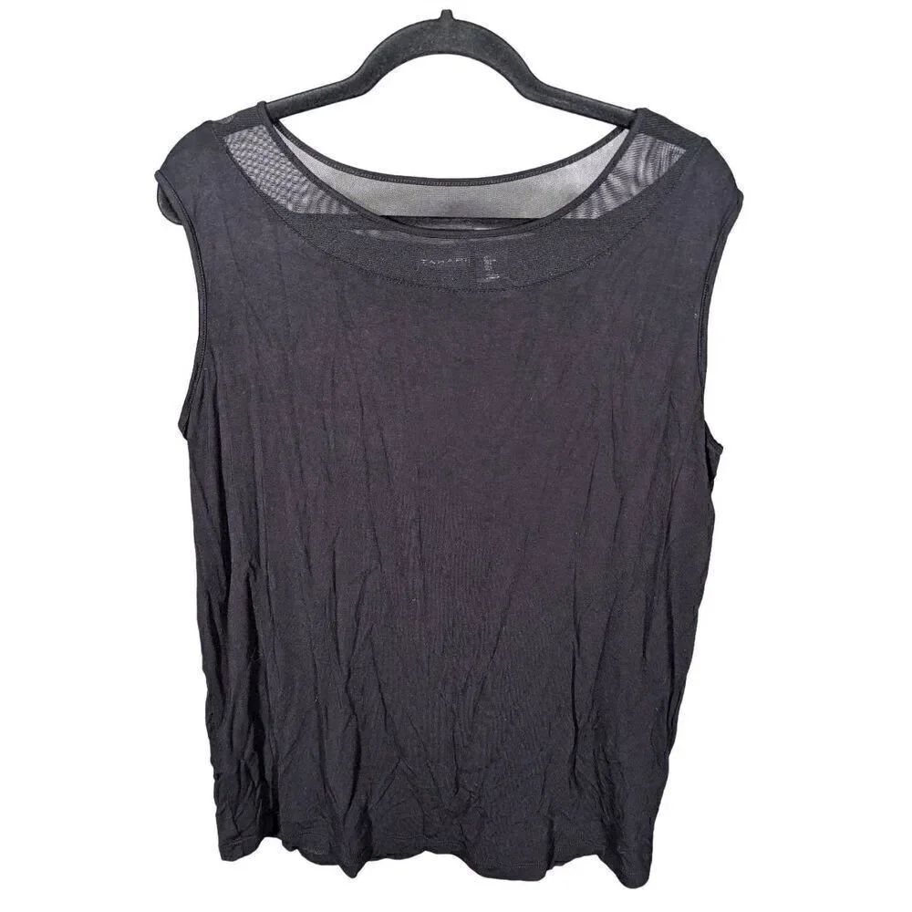 Tahari Sleeveless Black Top with Seethrough Material Women's Size Large